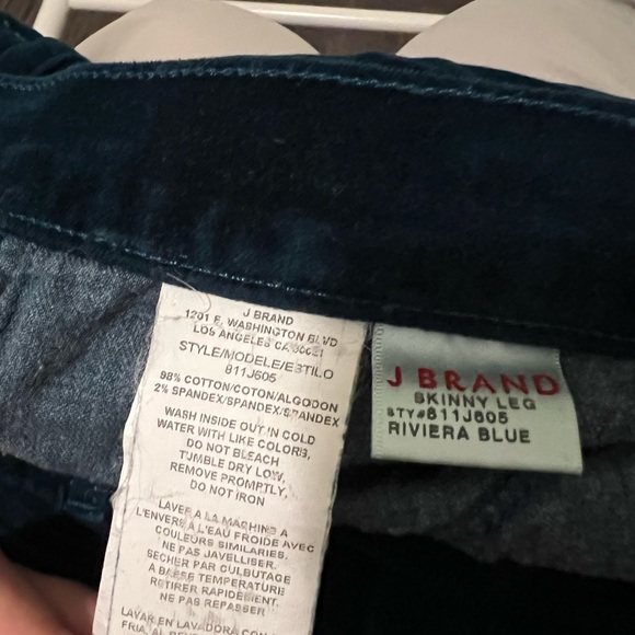 Deep teal velvet skinny fit pants - Picture 4 of 4